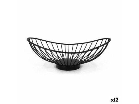 Koszyk na pieczywo My Bar Czarny Metal Owalne 25 x 13,5 x 9 cm (12 Sztuk)