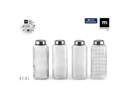 Kryztałowa butelka La Mediterránea Szkło Stal 1,3 L (12 Sztuk)