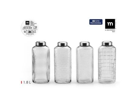 Kryztałowa butelka La Mediterránea Szkło Stal 1,8 L (8 Sztuk)