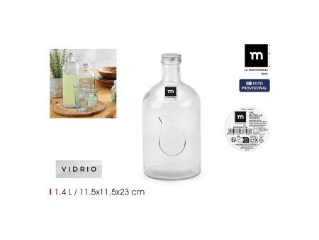 Kryztałowa butelka La Mediterránea Metal Szkło 1,4 L (12 Sztuk)