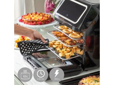 Frytkownica na gorące powietrze InnovaGoods Fryinn Pro Max 12000 Czarny 1800 W 12 L Stal nierdzewna