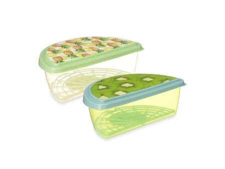 Pojemnik na Lunch Leknes TP581-2 Plastikowy Ananas Kiwi 23 x 8 x 13 cm Owoce (24 Sztuk)