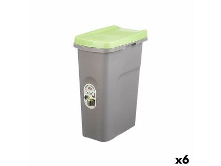 Kosz na Śmieci Stefanplast Kolor Zielony Szary Plastikowy 25 L (6 Sztuk)