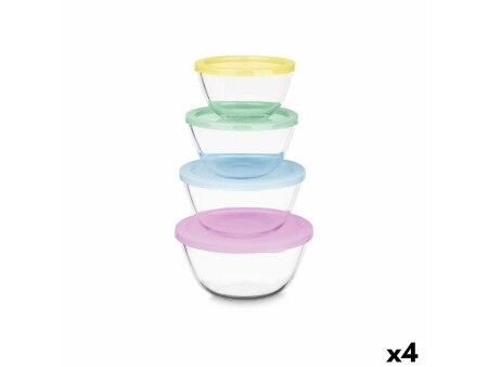 Set Pojemników na Lunch Vivalto B2-21-S4 Plastikowy Szkło borokrzemowe 800 ml 1 L 1,6 L 2,1 L (4 Sztuk)