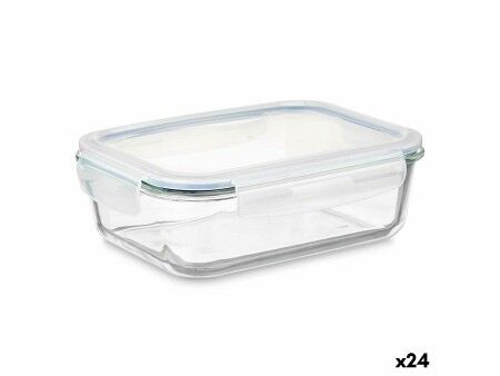 Pojemnik na Lunch Przezroczysty Silikon Szkło borokrzemowe 640 ml 18,3 x 6,2 x 13,7 cm (24 Sztuk)