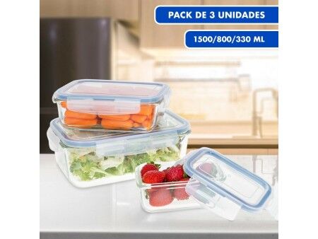Zestaw hermetycznych pojemników kuchennych segmentowych Max Home 6 Sztuk 23 x 7,5 x 17,5 cm