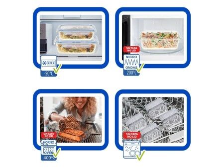 Zestaw hermetycznych pojemników kuchennych segmentowych Max Home 6 Sztuk 23 x 7,5 x 17,5 cm