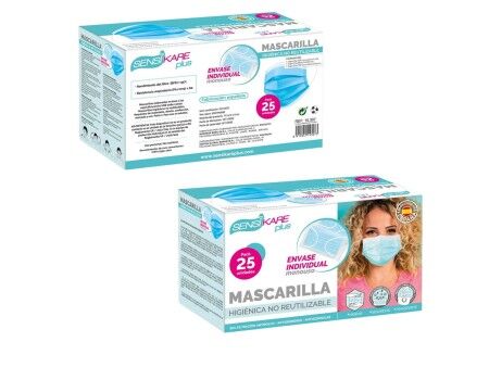 Box of hygienic masks SensiKare 25 Części (12 Sztuk)