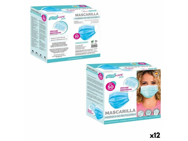 Box of hygienic masks SensiKare 50 Części (12 Sztuk)