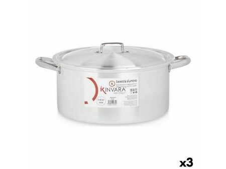 Garnek z Pokrywką Kinvara 100011 Srebrzysty 12,5 L (3 Sztuk)