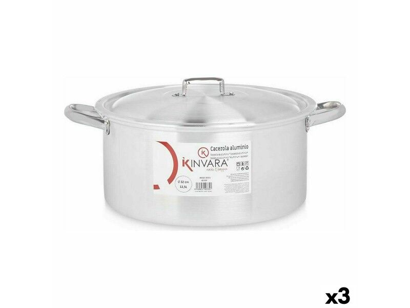 Garnek z Pokrywką Kinvara 100011 Srebrzysty 12,5 L (3 Sztuk)