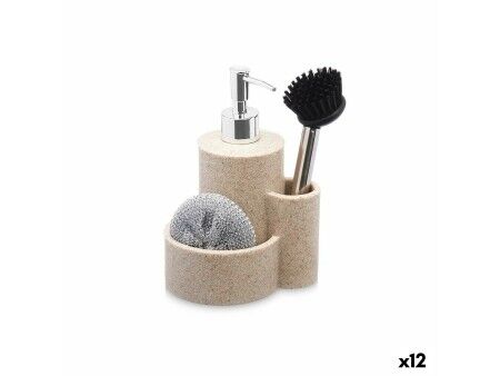 Dozownik do Płynu do naczyń do Zlewozmywaka 2 w 1 Kinvara 92295 Plastikowy Polyresin 14 x 18,5 x 12 cm Kuchnia (12 Sztuk)