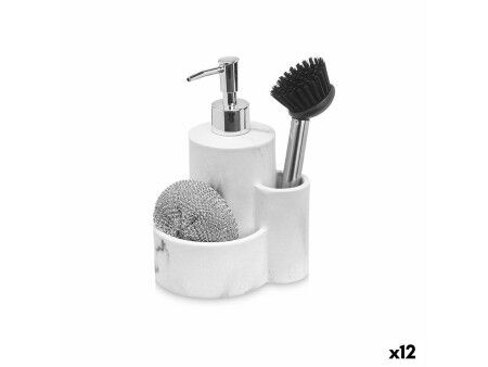 Dozownik do Płynu do naczyń do Zlewozmywaka 2 w 1 Kinvara B5614 Plastikowy Polyresin 14 x 18,5 x 12 cm Kuchnia (12 Sztuk)