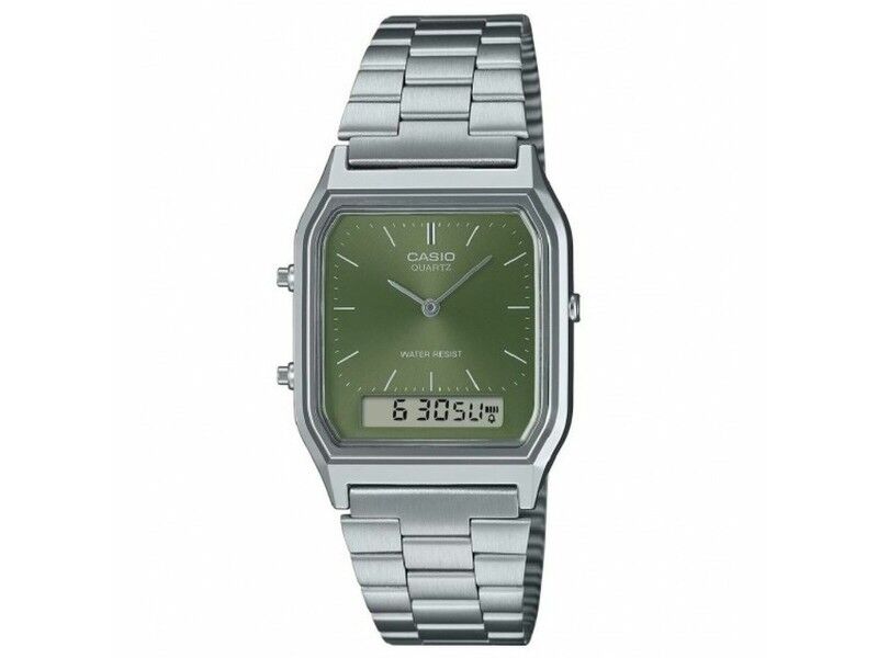 Zegarek Unisex Casio AQ-230A-3AMQYES Kolor Zielony Srebrzysty