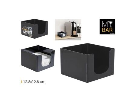 uchwyt do serwetek My Bar COCKTAIL Czarny Plastikowy 12,8 x 12,8 x 8,8 cm (24 Sztuk)