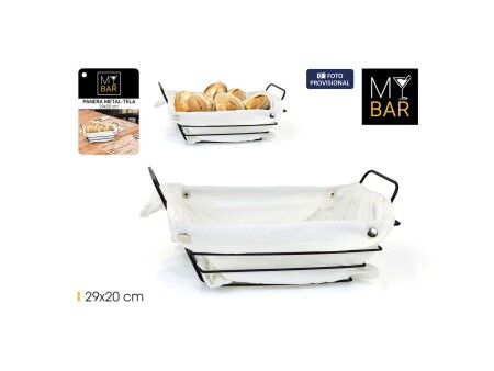 Koszyk na pieczywo My Bar Biały Metal Prostokątny 29 x 20 x 11,7 cm (12 Sztuk)