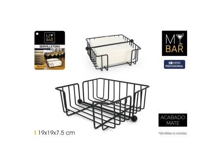 uchwyt do serwetek My Bar Czarny Metal 19 x 19 x 7,5 cm (12 Sztuk)