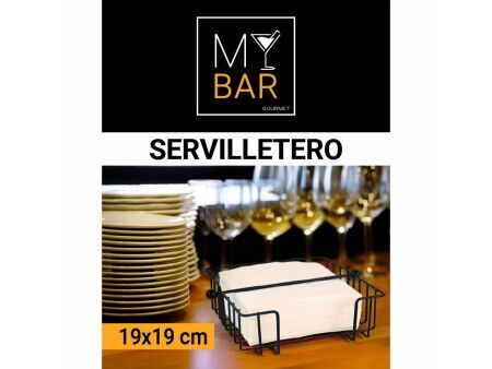 uchwyt do serwetek My Bar Czarny Metal 19 x 19 x 7,5 cm (12 Sztuk)
