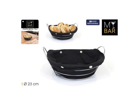 Koszyk na pieczywo My Bar Czarny Metal 26 x 23,5 x 11,2 cm (12 Sztuk)