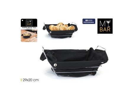 Koszyk na pieczywo My Bar Czarny Metal Prostokątny 29 x 20 x 11,7 cm (12 Sztuk)