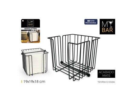 uchwyt do serwetek My Bar Czarny Metal 19 x 19 x 18 cm (8 Sztuk)