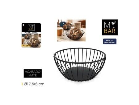 Koszyk na pieczywo My Bar Czarny Metal Okrągła (12 Sztuk)