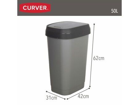 Kosz na śmieci Curver Ciemny szary Plastikowy 50 L (6 Sztuk)