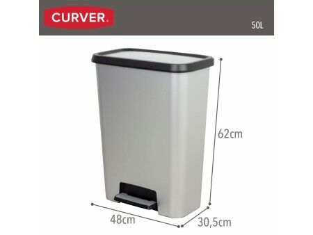 Kosz na śmieci Curver Szary Plastikowy 50 L (5 Sztuk)