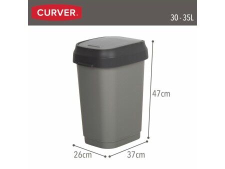 Kosz na śmieci Curver Ciemny szary Plastikowy 35 L (6 Sztuk)