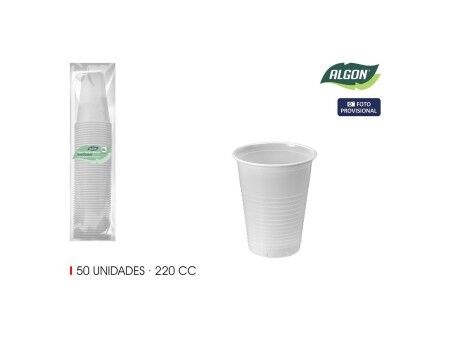 Zestaw kieliszków Algon Biały 220 ml 50 Części (18 Sztuk)