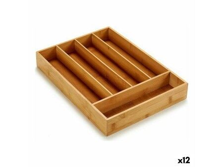 Organizer na Sztućce Kinvara 16JWKW-1050 Brązowy Bambus 25,5 x 5 x 35,5 cm (12 Sztuk)