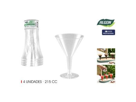 Kieliszek do koktajli Algon 215 ml 4 Części (24 Sztuk)