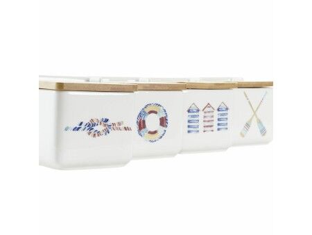 Solniczka z pokrywką DKD Home Decor Morski Wielokolorowy Bambus Dolomite 12,5 x 12,5 x 11,5 cm