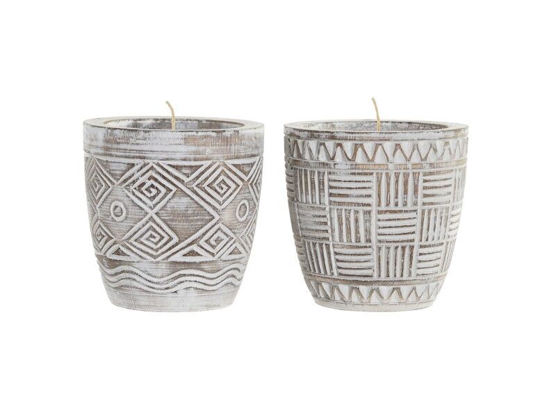 Świeca DKD Home Decor Drewno Wosk (2 Sztuk)
