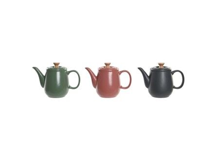 Dzbanek na herbatę DKD Home Decor Kolor Zielony Różowy Naturalny Ciemny szary Drewno kauczukowe Kamionka 1 L (3 Sztuk)