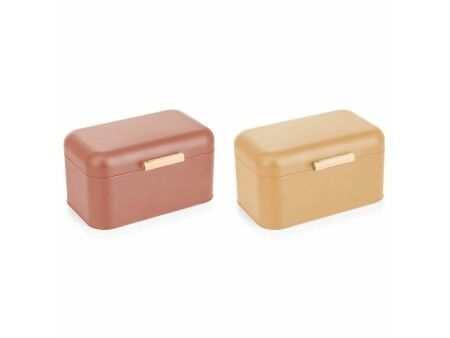 Koszyk na pieczywo DKD Home Decor 30,50 x 20,7 x 15 cm Metal Terakota Żółty Vintage (2 Sztuk)