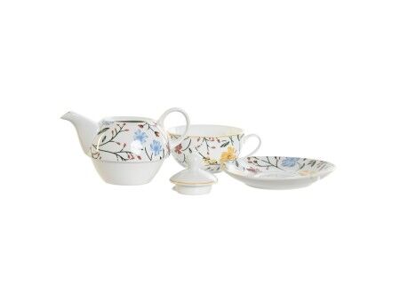 Serwis do Herbaty DKD Home Decor Porcelana Niebieski Terakota Biały Żółty (3 Sztuk)