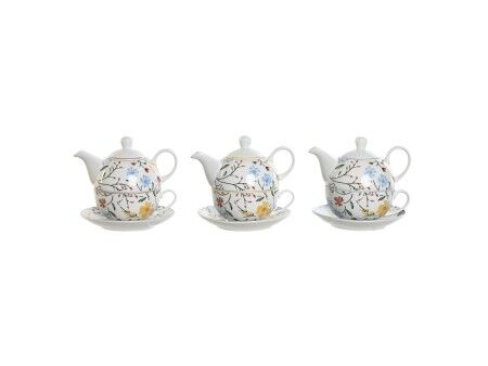 Serwis do Herbaty DKD Home Decor Porcelana Niebieski Terakota Biały Żółty (3 Sztuk)