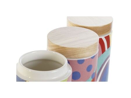 Łódź DKD Home Decor Wielokolorowy Naturalny Bambus Dolomite 1 L 10 x 10 x 16 cm (3 Sztuk)