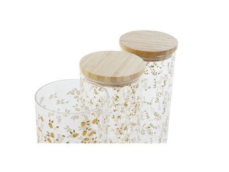 Łódź DKD Home Decor Kolor Zielony Różowy Musztarda Naturalny Silikon Bambus Szkło borokrzemowe Shabby Chic 1,4 L (4 Sztuk)