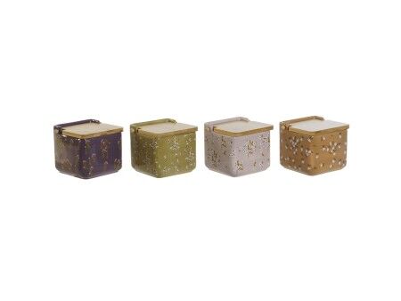 Solniczka z pokrywką DKD Home Decor Kolor Zielony Różowy Musztarda Liliowy Bambus 750 ml 14 x 12,5 x 12 cm (4 Sztuk)