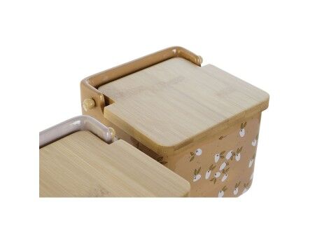 Solniczka z pokrywką DKD Home Decor Kolor Zielony Różowy Musztarda Liliowy Bambus 750 ml 14 x 12,5 x 12 cm (4 Sztuk)