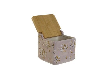 Solniczka z pokrywką DKD Home Decor Kolor Zielony Różowy Musztarda Liliowy Bambus 750 ml 14 x 12,5 x 12 cm (4 Sztuk)