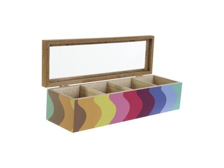 Pojemnik na Herbatę DKD Home Decor Biały Wielokolorowy Drewno MDF (4 Sztuk)
