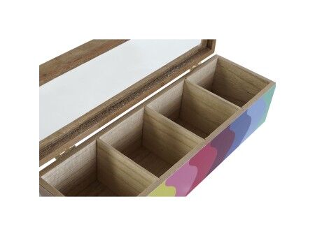 Pojemnik na Herbatę DKD Home Decor Biały Wielokolorowy Drewno MDF (4 Sztuk)