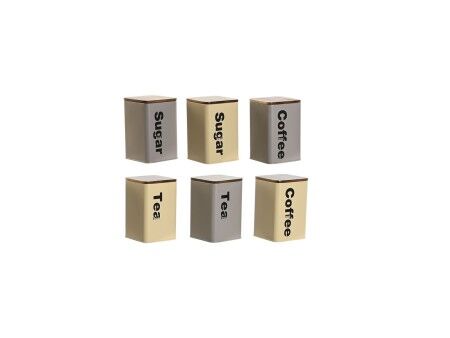 Łódź Home ESPRIT Beżowy Szary Ceimnobrązowy Metal Bambus 10 x 10 x 14,5 cm (6 Sztuk)