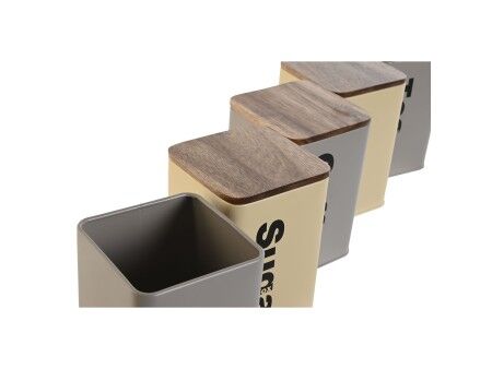 Łódź Home ESPRIT Beżowy Szary Ceimnobrązowy Metal Bambus 10 x 10 x 14,5 cm (6 Sztuk)