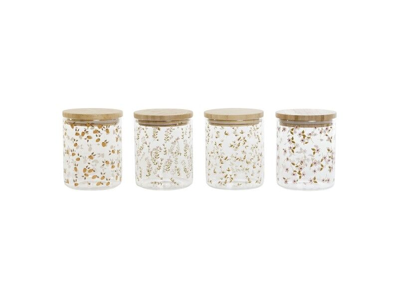Łódź DKD Home Decor Bambus Szkło borokrzemowe Shabby Chic 700 ml 10 x 10 x 12,5 cm (4 Sztuk)
