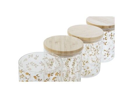 Łódź DKD Home Decor Bambus Szkło borokrzemowe Shabby Chic 700 ml 10 x 10 x 12,5 cm (4 Sztuk)