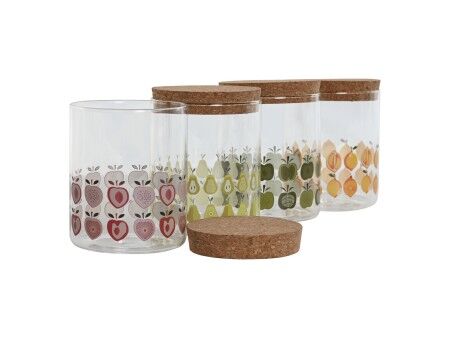 Łódź Home ESPRIT Żółty Kolor Zielony Naturalny Korek Silikon Szkło borokrzemowe Shabby Chic 700 ml (4 Sztuk)
